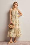 YELLOW FLORAL MIDI DRESS