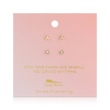 CIRCLE TRIO + SPARKLE 2PK STUDS