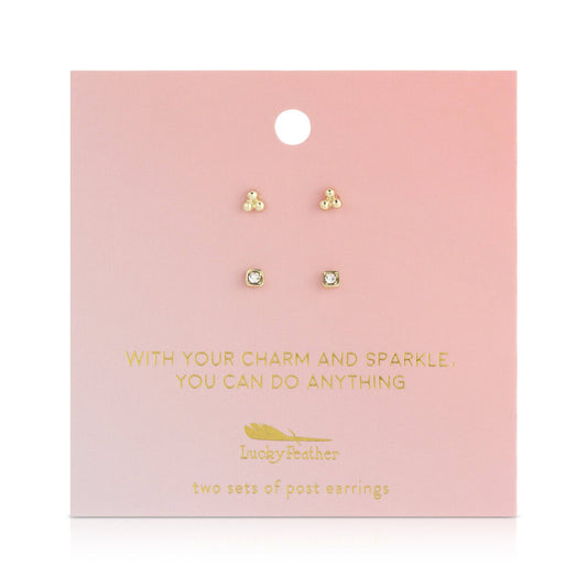 CIRCLE TRIO + SPARKLE 2PK STUDS