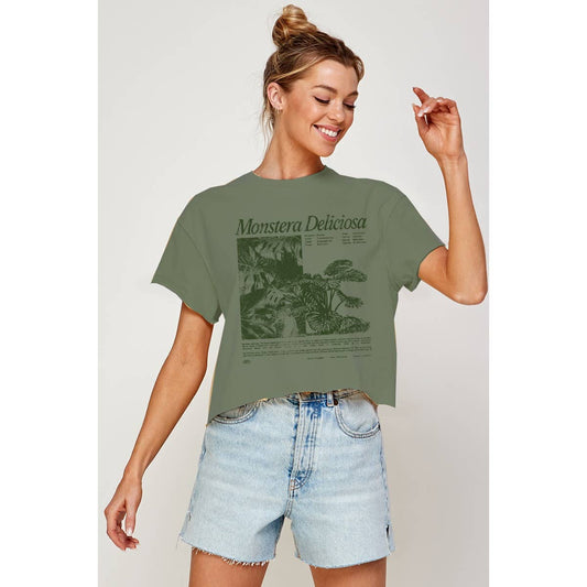 MONSTERA PLANT CROP TOP