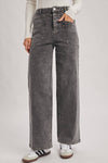 HIGH-RISE SEAMED POCKETS STRAIGHT LEG JEANS