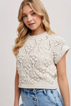 SHORT SLEEVED KNIT PULLOVER NATURAL
