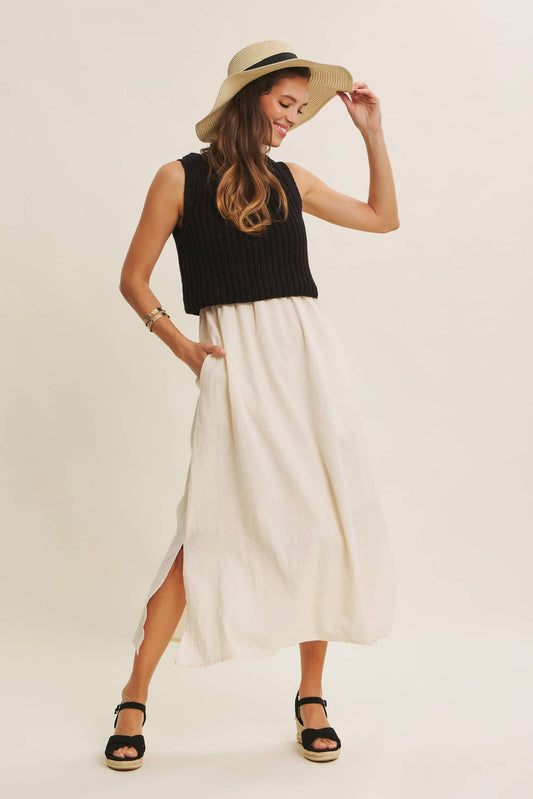SWEATER MIDI DRESS TIE BACK
