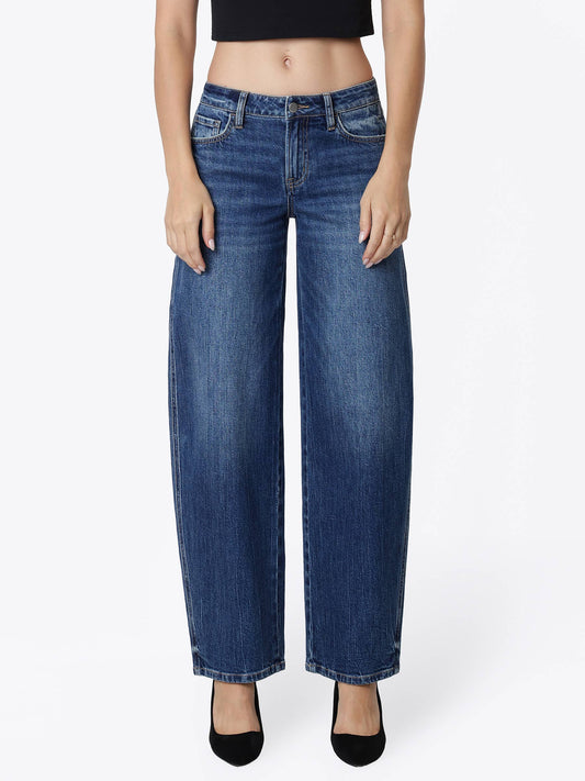 DARK WASH BARREL JEANS