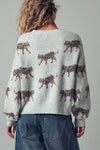 PLAYFUL LEOPARD KNIT CREWNECK SWEATER