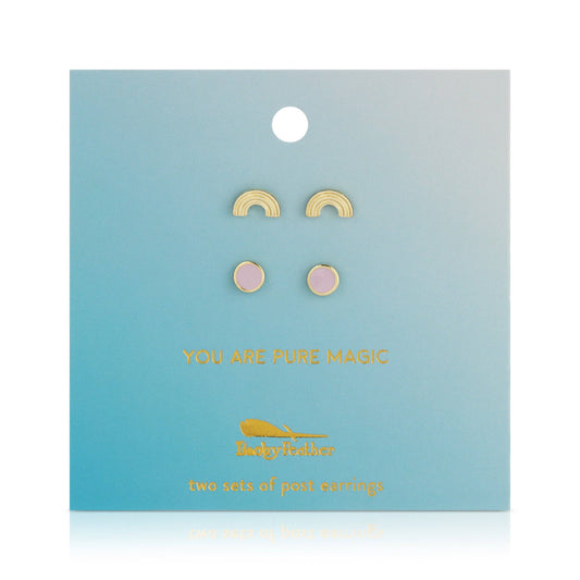 RAINBOW + DISC 2PK STUDS
