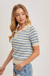 STRIPED CONTRAST KNIT POLO