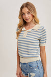 STRIPED CONTRAST KNIT POLO