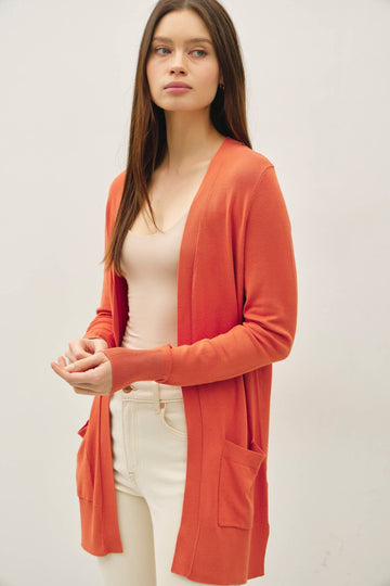 OPEN FRONT ESSENTIAL CARDIGAN