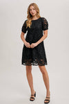PUFF SLEEVED CROCHET DRESS
