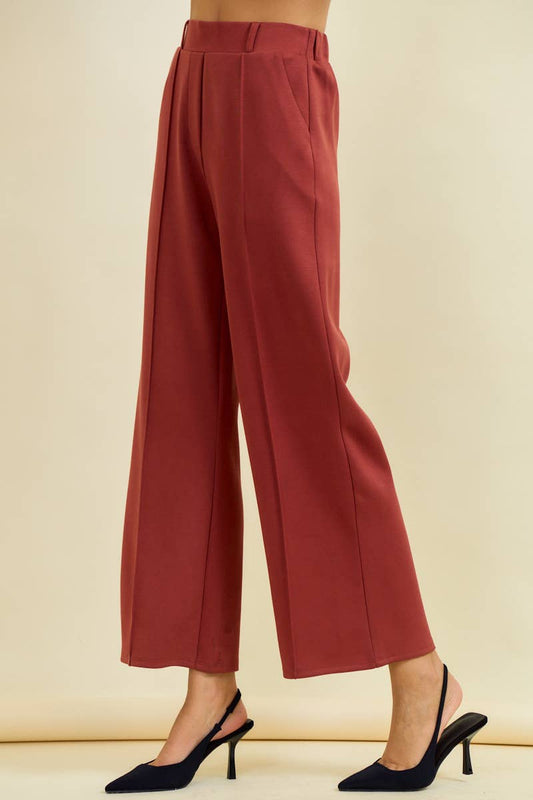 TERRA COTTA PINTUCK PANTS