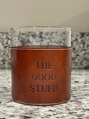 THE GOOD STUFF LEATHER ROCKS GLASS