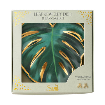 LEAF DISH & STUD SET