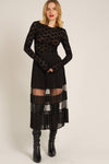 FLORAL LACE LONG SLEEVE MESH TOP