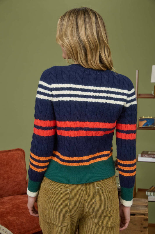 STRIPE BUTTON DOWN CARDIGAN