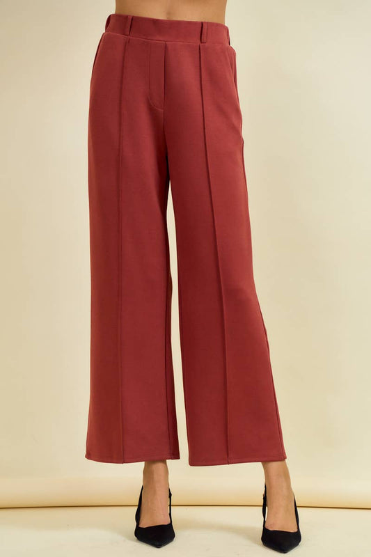 TERRA COTTA PINTUCK PANTS