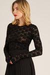 FLORAL LACE LONG SLEEVE MESH TOP