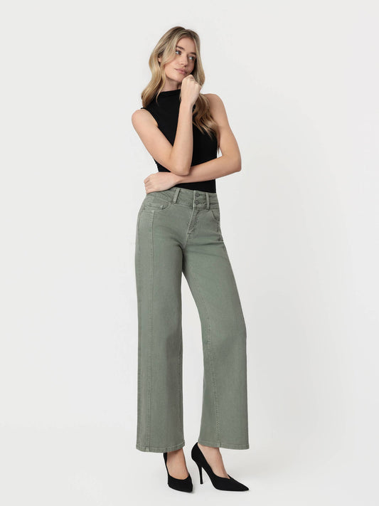 HIGH RISE SAGE DOUBLE BUTTON