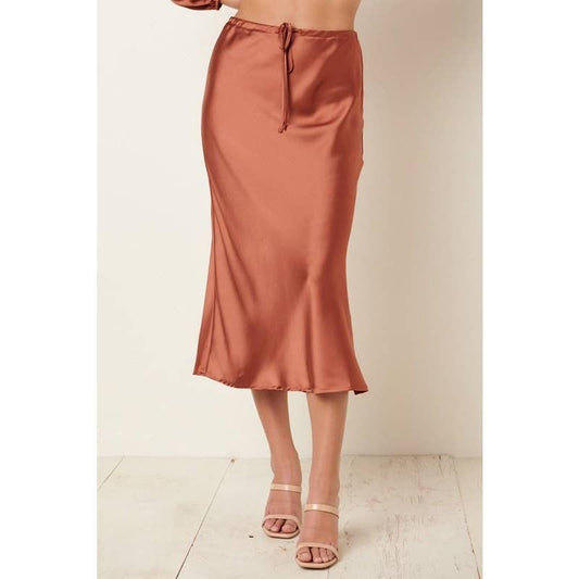 SATIN MIDI SKIRT