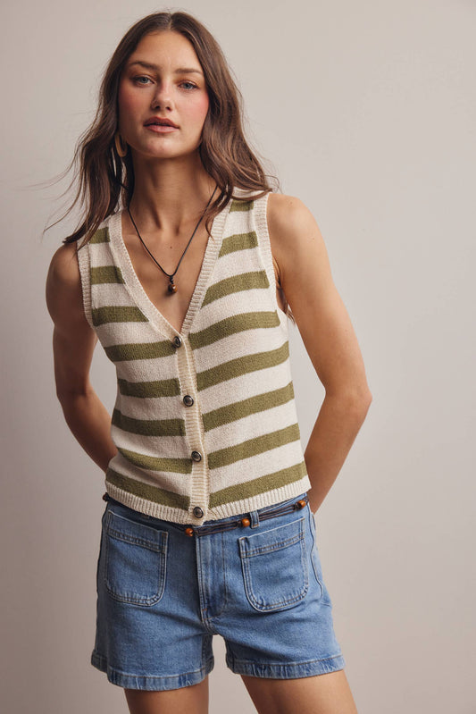 STRIPED KNIT VEST TOP