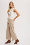 EMBROIDERED KNIT TANK CREAM