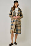 BRUSHED PLAID LONG COAT