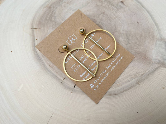 GOLD PLATED BAR HOOP EARRINGS