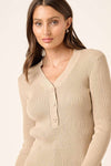BUTTON DETAIL RIB SWEATER