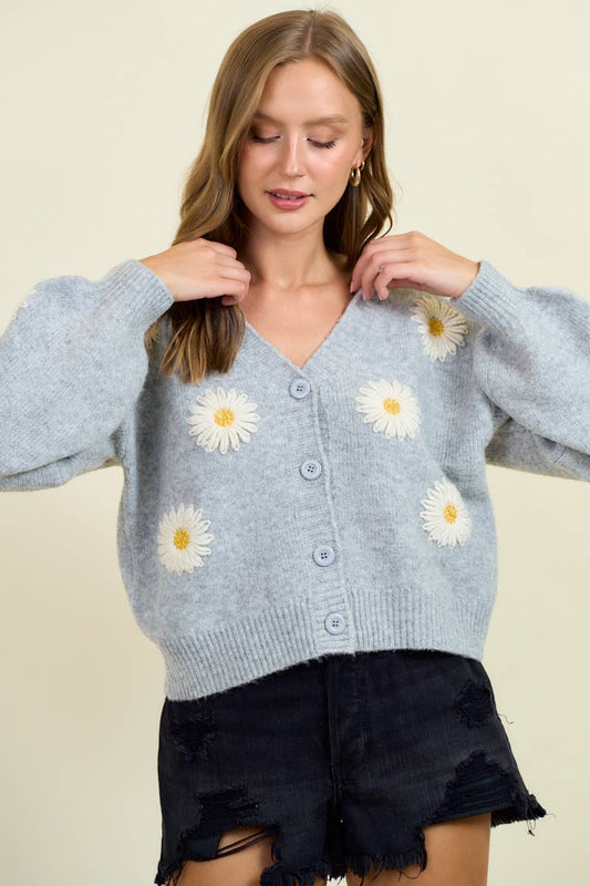 FLORAL BUTTON DOWN SWEATER