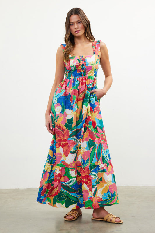 RED MULTI PATTERN DRESS