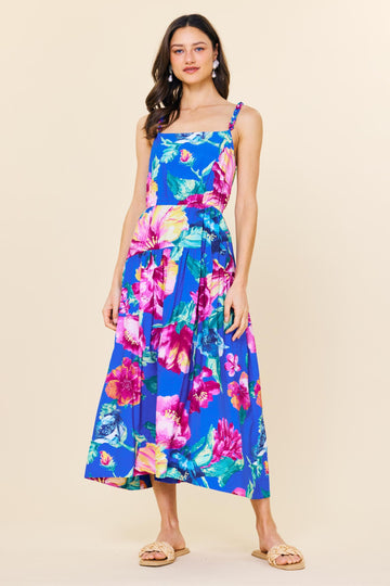 BLUE MULTI PATTERN DRESS