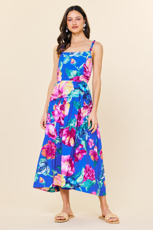 BLUE MULTI PATTERN DRESS