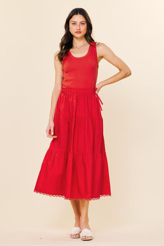 RED MIDI DRESS