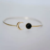 GEMSTONE SUN AND MOON OPEN BRASS BANGLE BRACELET