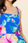 BLUE MULTI PATTERN DRESS