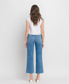 HIGH RISE RAW HEM SLIM WIDE JEANS