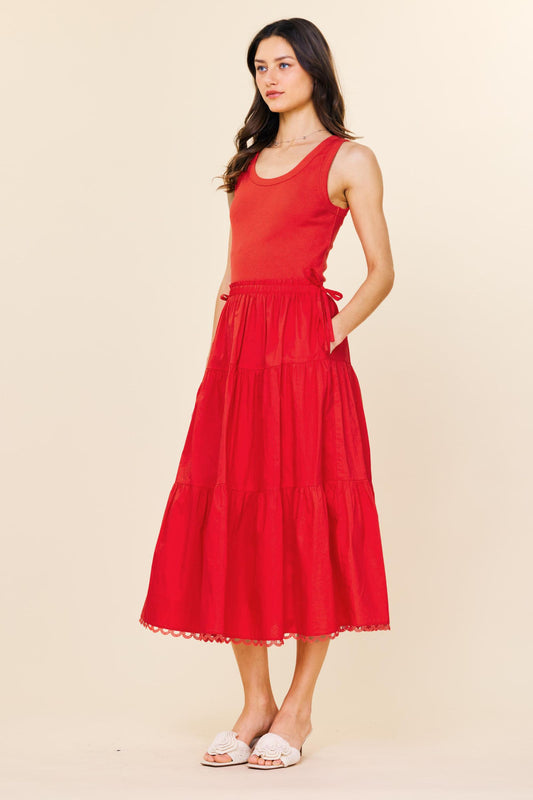 RED MIDI DRESS