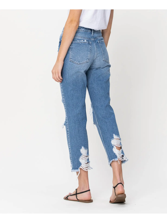 DISTRESSED RELAXED STRAIGHT JEANS