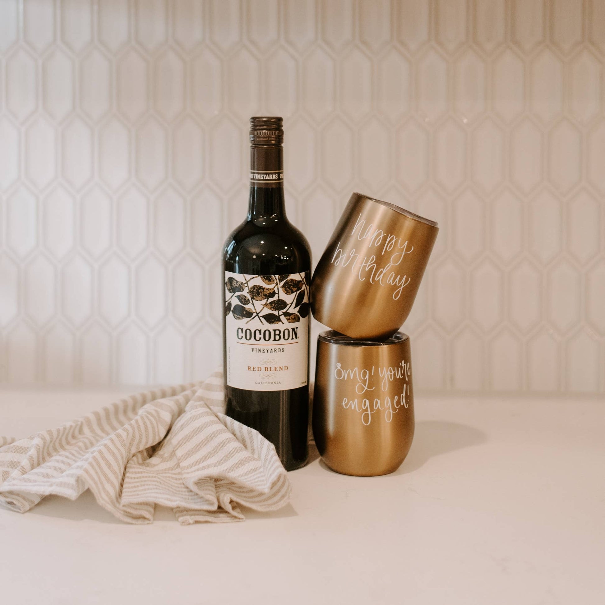 OMG YOU'RE ENGAGED WINE TUMBLER