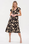 BLACK FLORAL TIERED DRESS