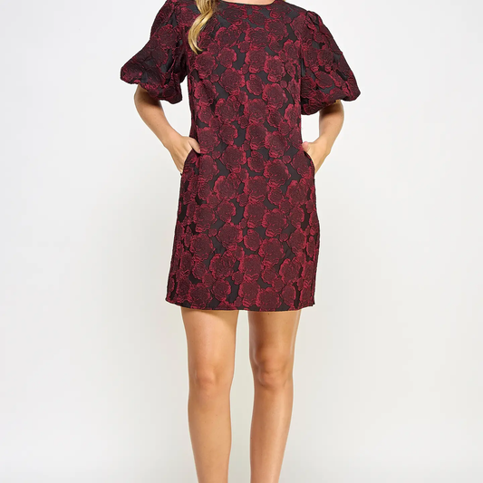 WINE JACQUARD DRESS