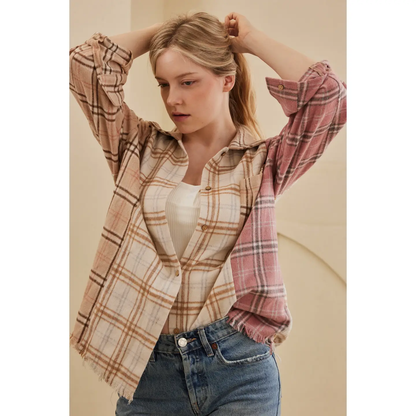 PLAID PINK SHACKET