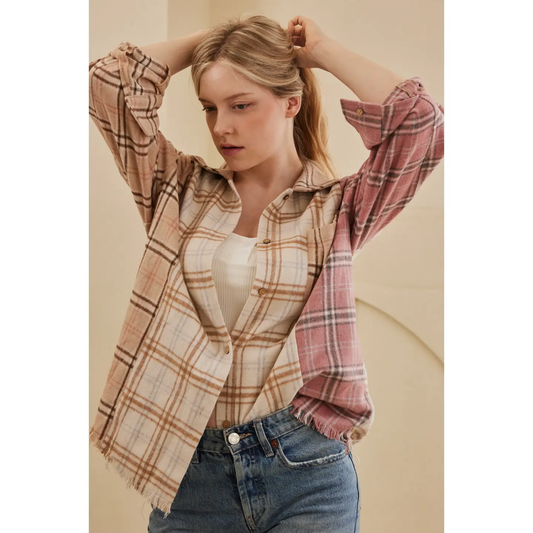 PLAID PINK SHACKET