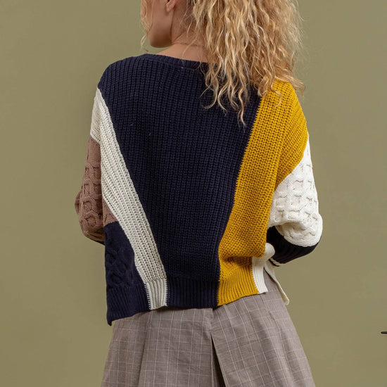 COLORBLOCK CABLEKNIT SWEATER