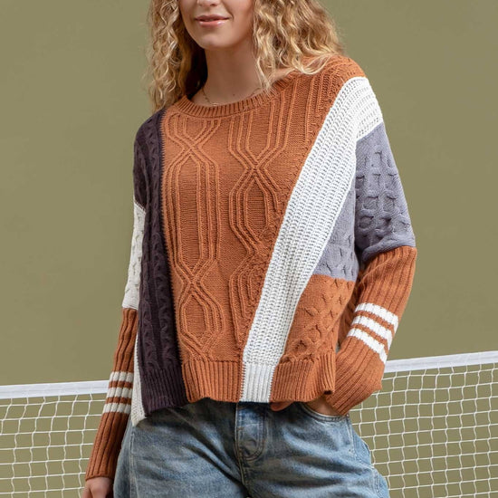 COLORBLOCK CABLEKNIT SWEATER