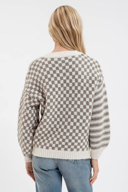 OLIVE STRIPE AND CHECK SWTR