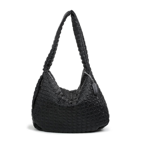 WAFFLE SHOULDER BAG BLACK