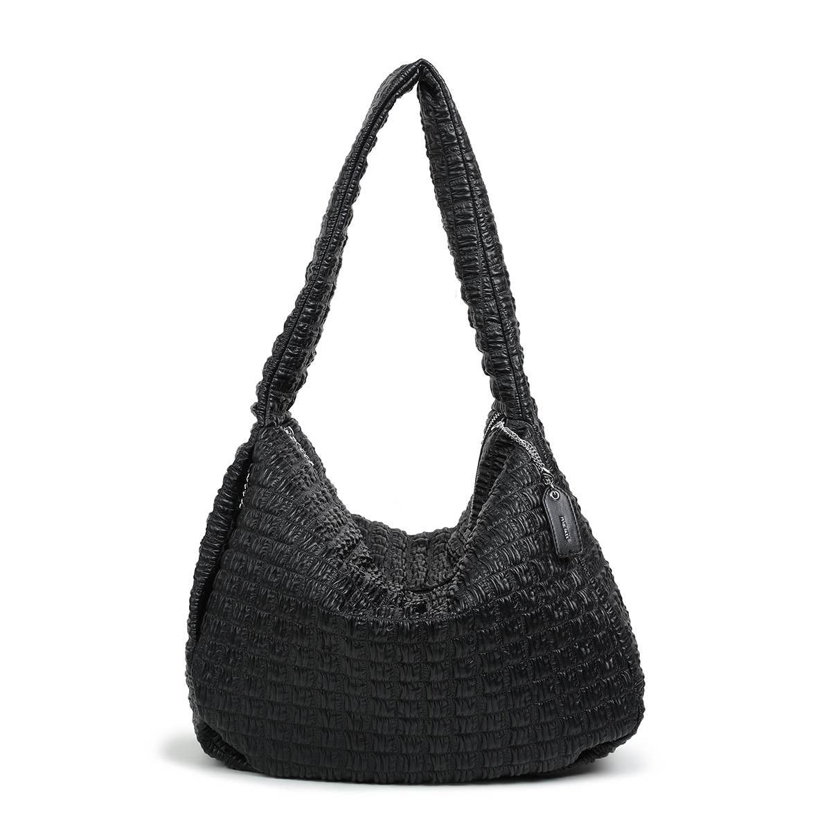 WAFFLE SHOULDER BAG BLACK