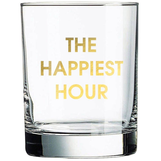 THE HAPPIEST HOUR ROCKS GLASS
