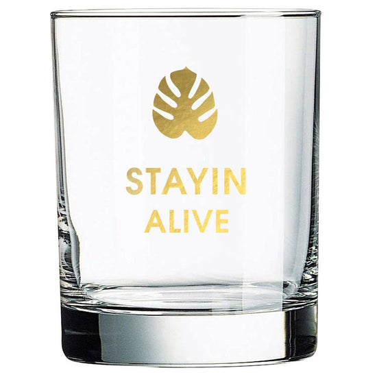STAYIN ALIVE ROCKS GLASS